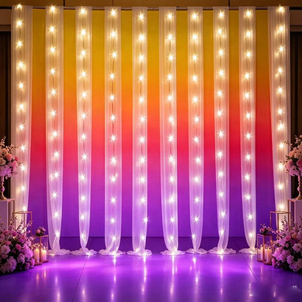 Curtains Garland Window Lights Christmas Decor USB Fairy LEDs