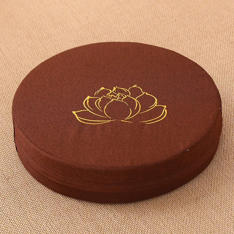 Meditation Linen Cushion Lotus Texture Backrest Pillow