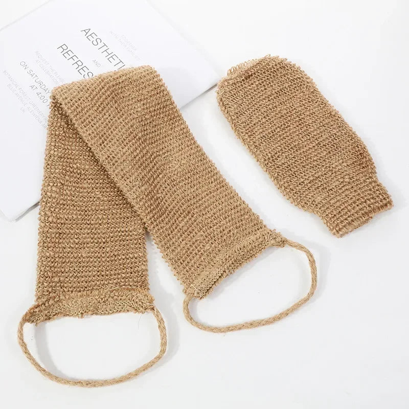 Jute Back Scrubber Exfoliating Loofah Back Strap Kit