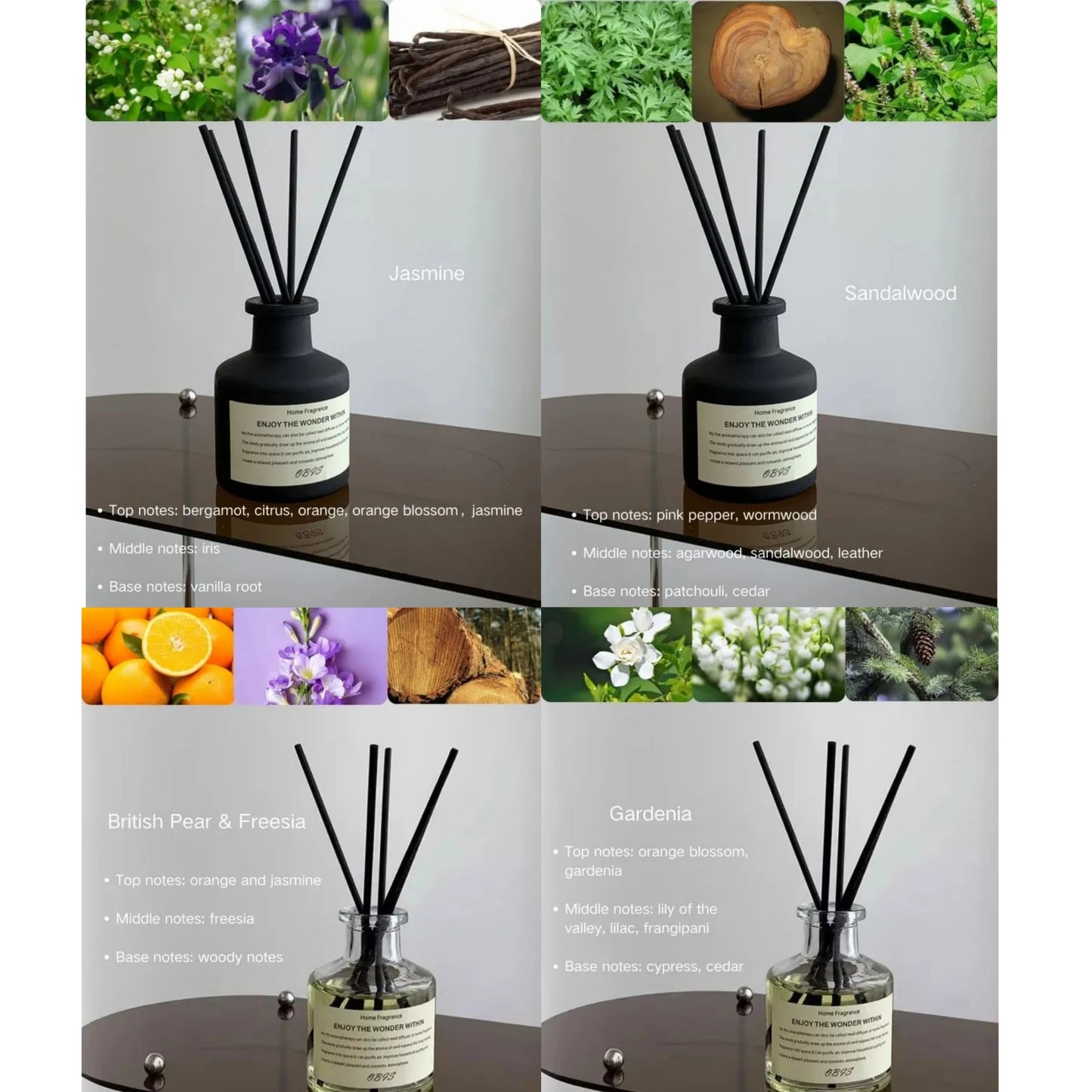 Flameless Reed Diffuser Fragrance Oil Freesia Jasmine for Home