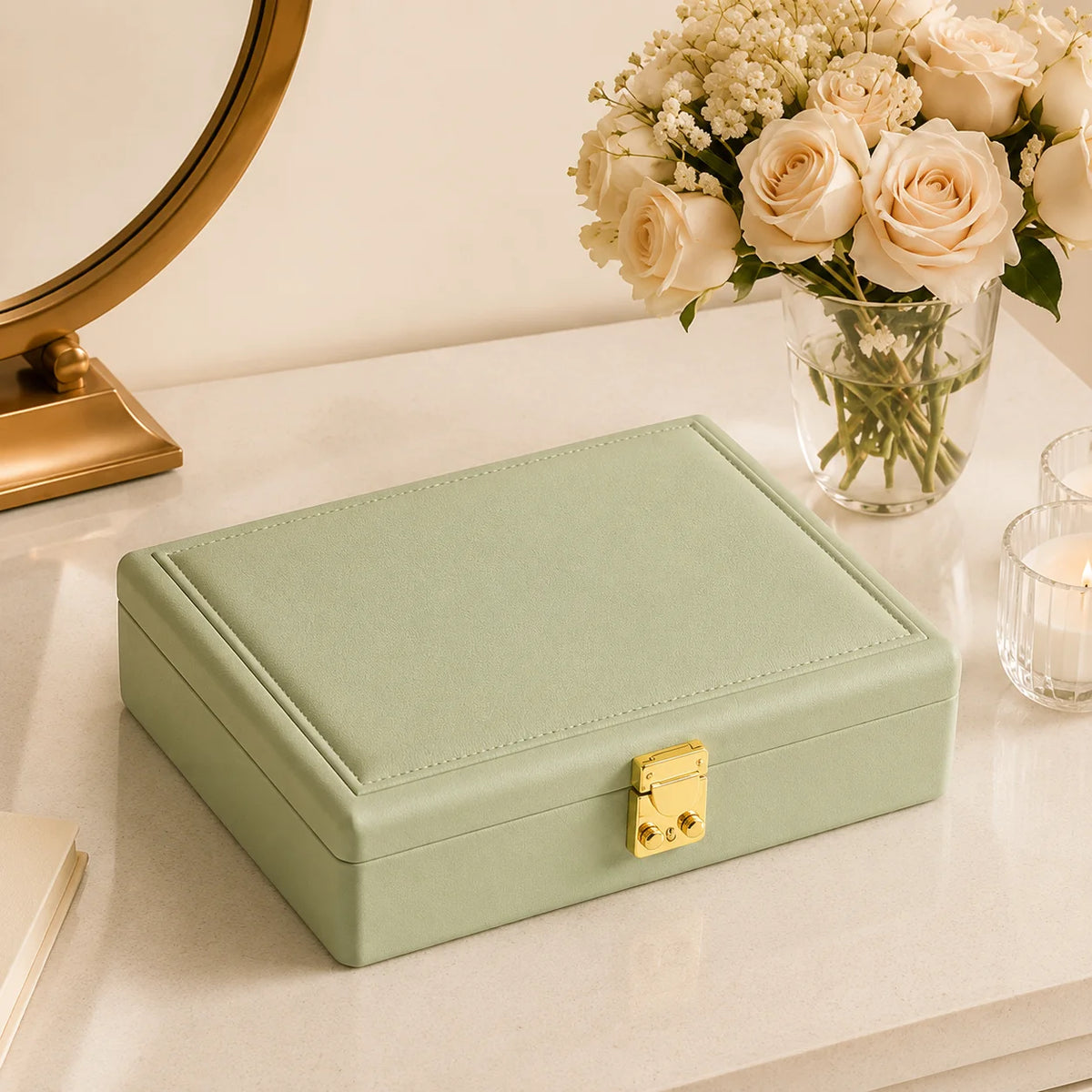 Oirlv Velvet Jewelry Box With Secure Lock And Dividers