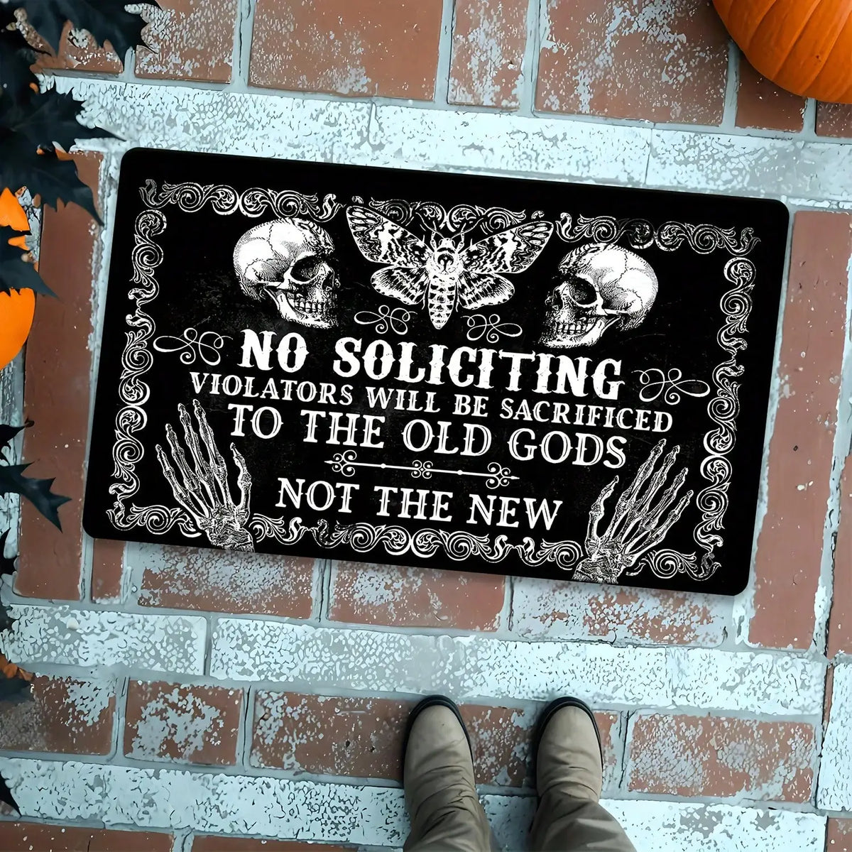 Ultra Soft Flannel Non Slip Halloween No Soliciting Door Mat