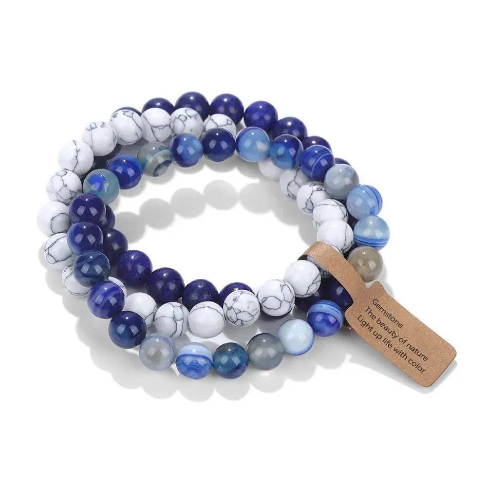Natural Stone Crystal Bead Amethyst Multi Layered Elastic Bracelet