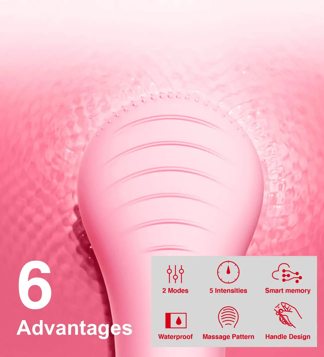 Waterproof Rechargeable Electric Face Cleansing Brush for Men & Women, Exfoliating Massaging Pink