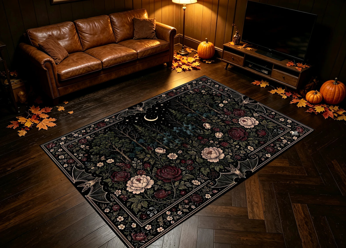 Dark Gothic Style Velvet Rug For Living Room Home Decor