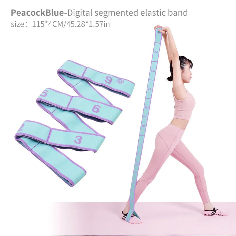 Elastic Yoga Stretching Strap With Loops For Flexibility And Dance