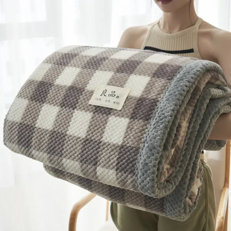 Knit Chenille Blanket Throw Machine Washable For Couch