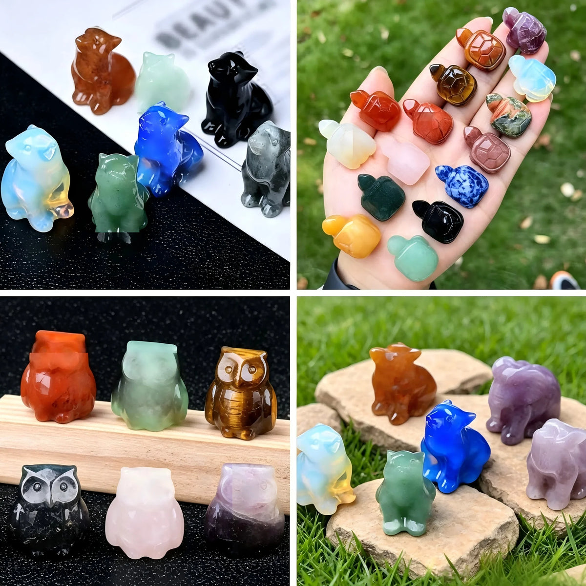 Natural Crystal Animal Carving Ornaments Original Mineral Decor