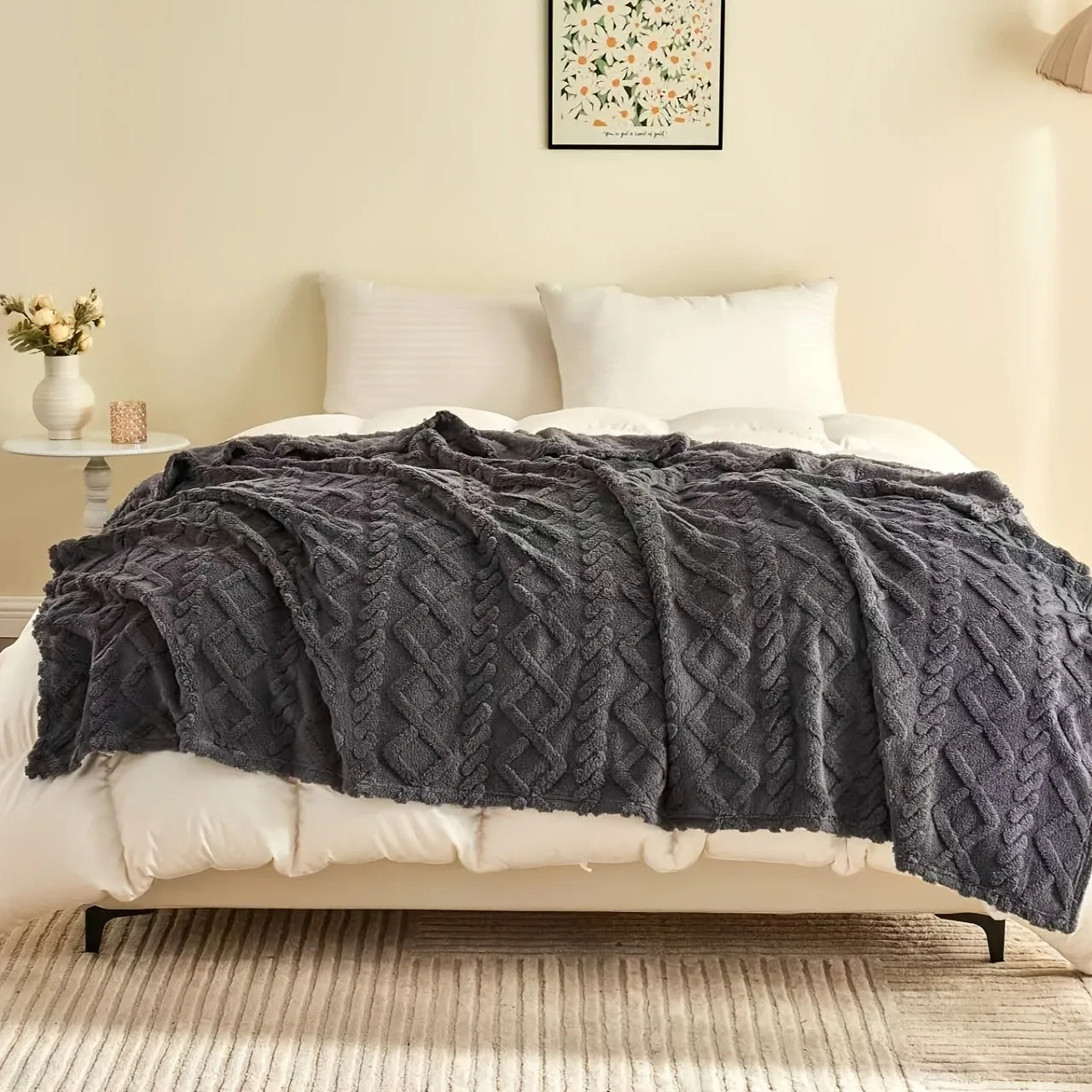 AEHOME Lamb Fleece Blanket Plush Soft Cozy Warm Throw
