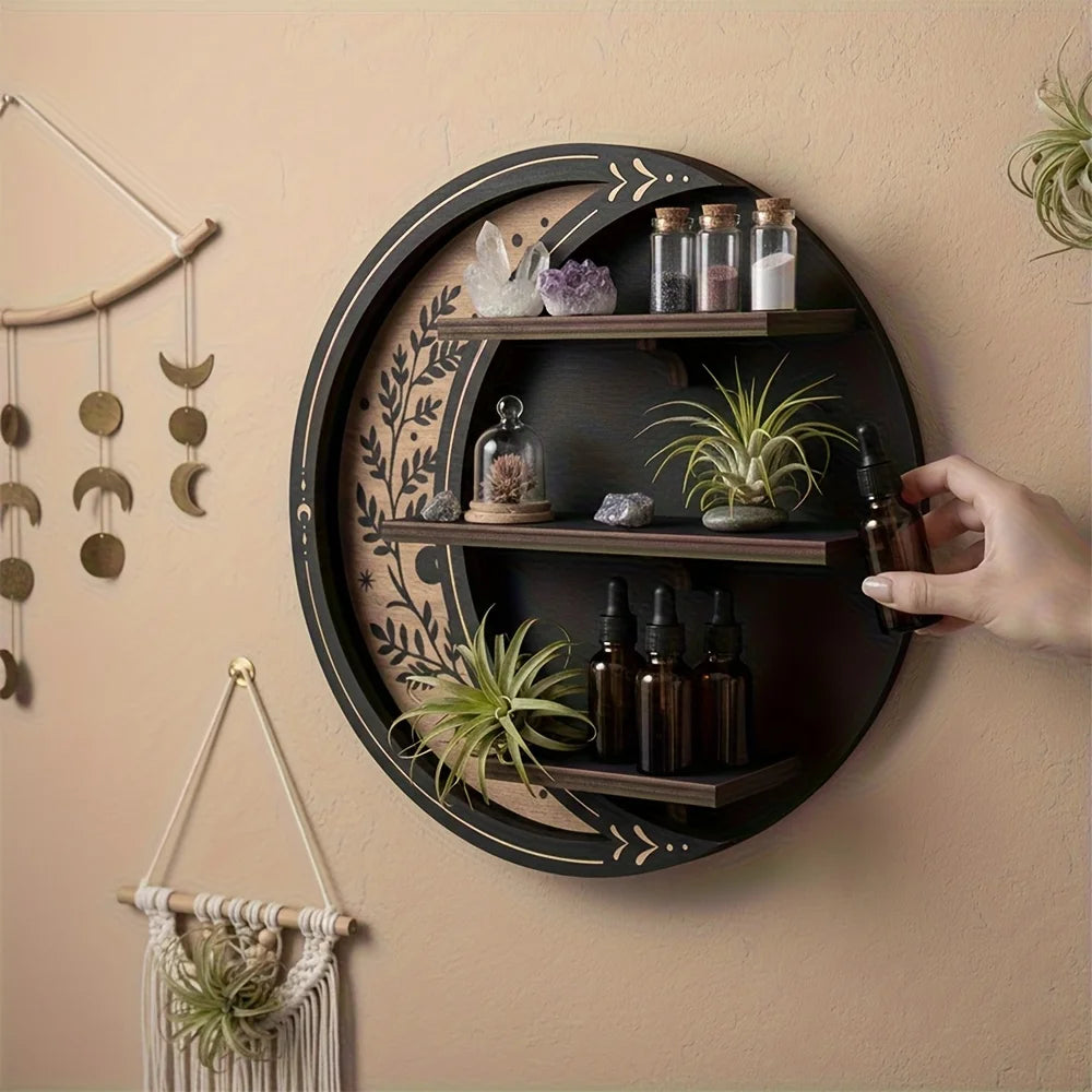 Moon Shelf Decor, Floating Shelves with Light