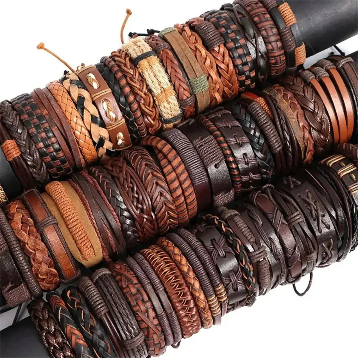 Random Style Leather Rope Bracelet Set For Men And Women
