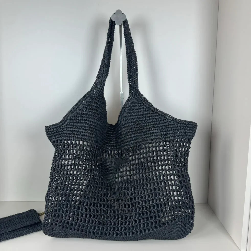 WKwk Icare Maxi Tote Evening Handbag Raffia Embroidered Straw