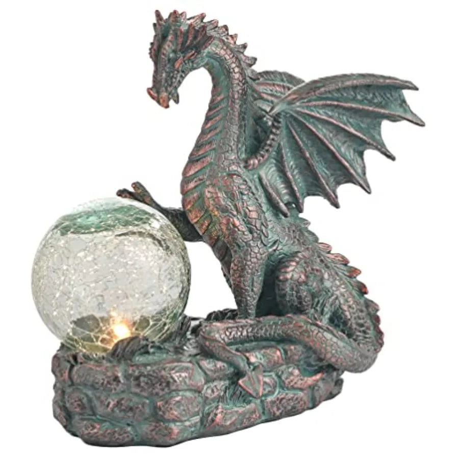 Solar Dragon Outdoor Garden Statue Alloy Figurine Gothic Decor