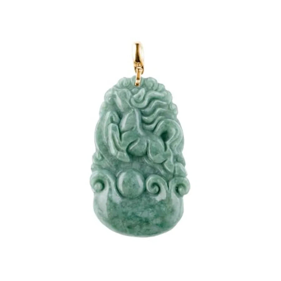 Natural Jade Necklace Real Jade Chinese Zodiac Charm Engraved Jewelry