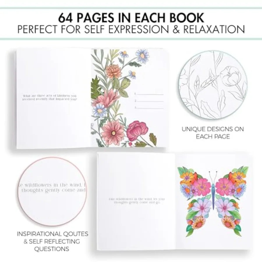Beautiful Adult Coloring Book Set Of 2 For Relaxation