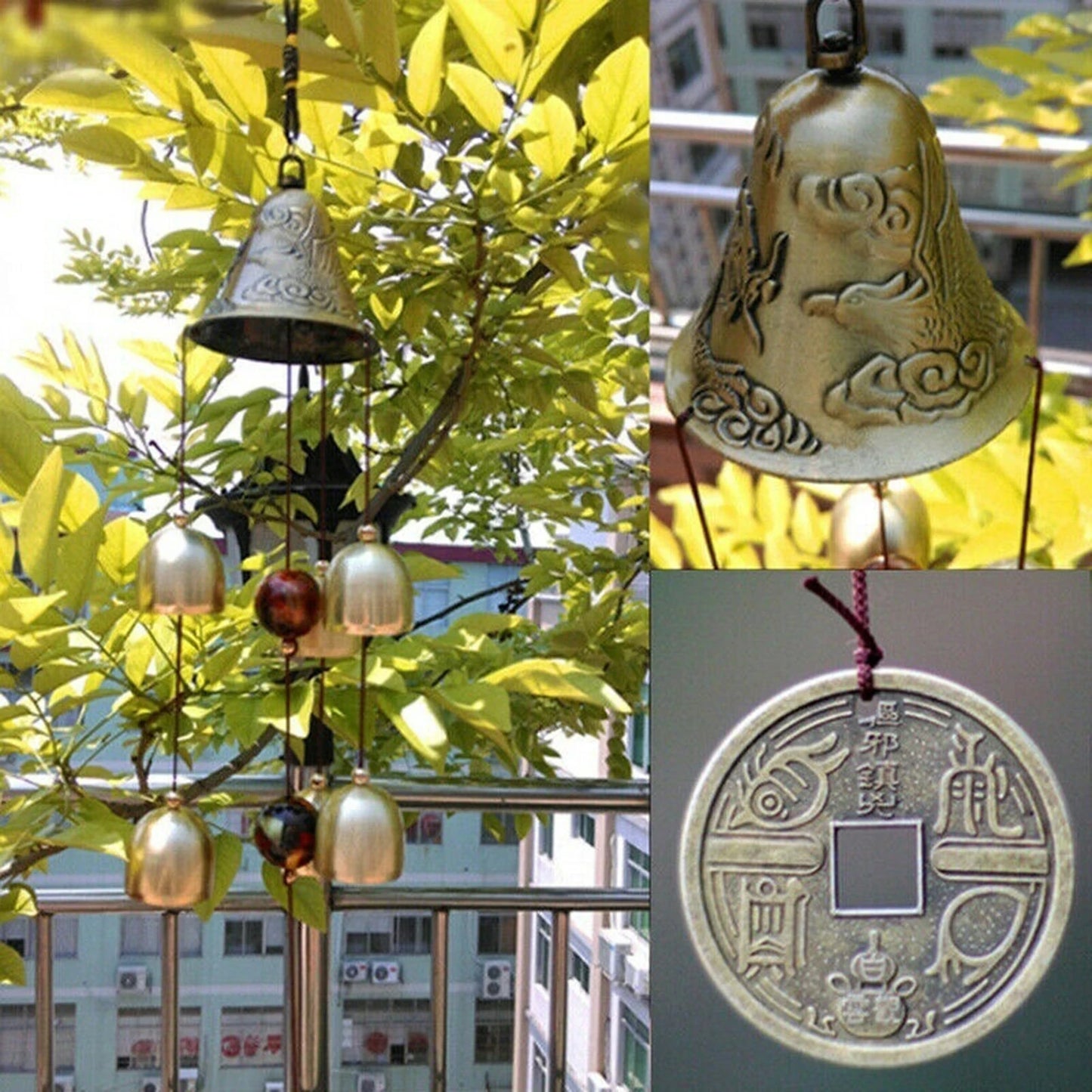 Xiangyanghua 6 Copper Bells Wind Chimes Outdoor Garden Decor