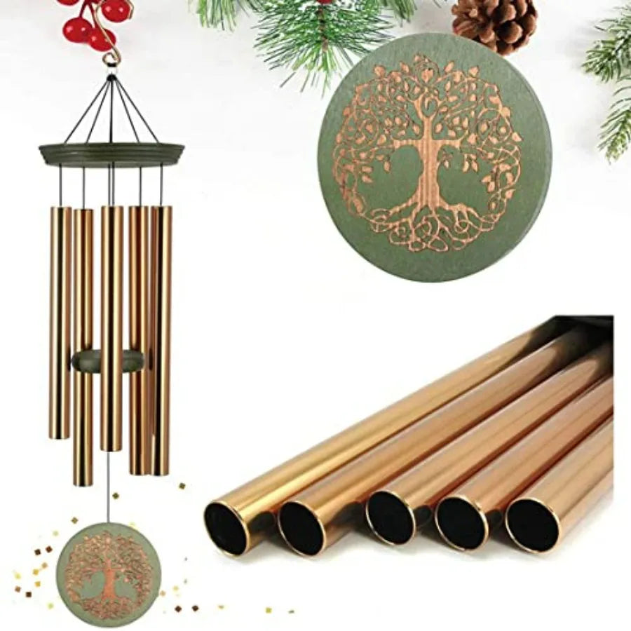 Wind Chimes for Outside, Large Garden Hanging Decor with Tree of Life Engraving