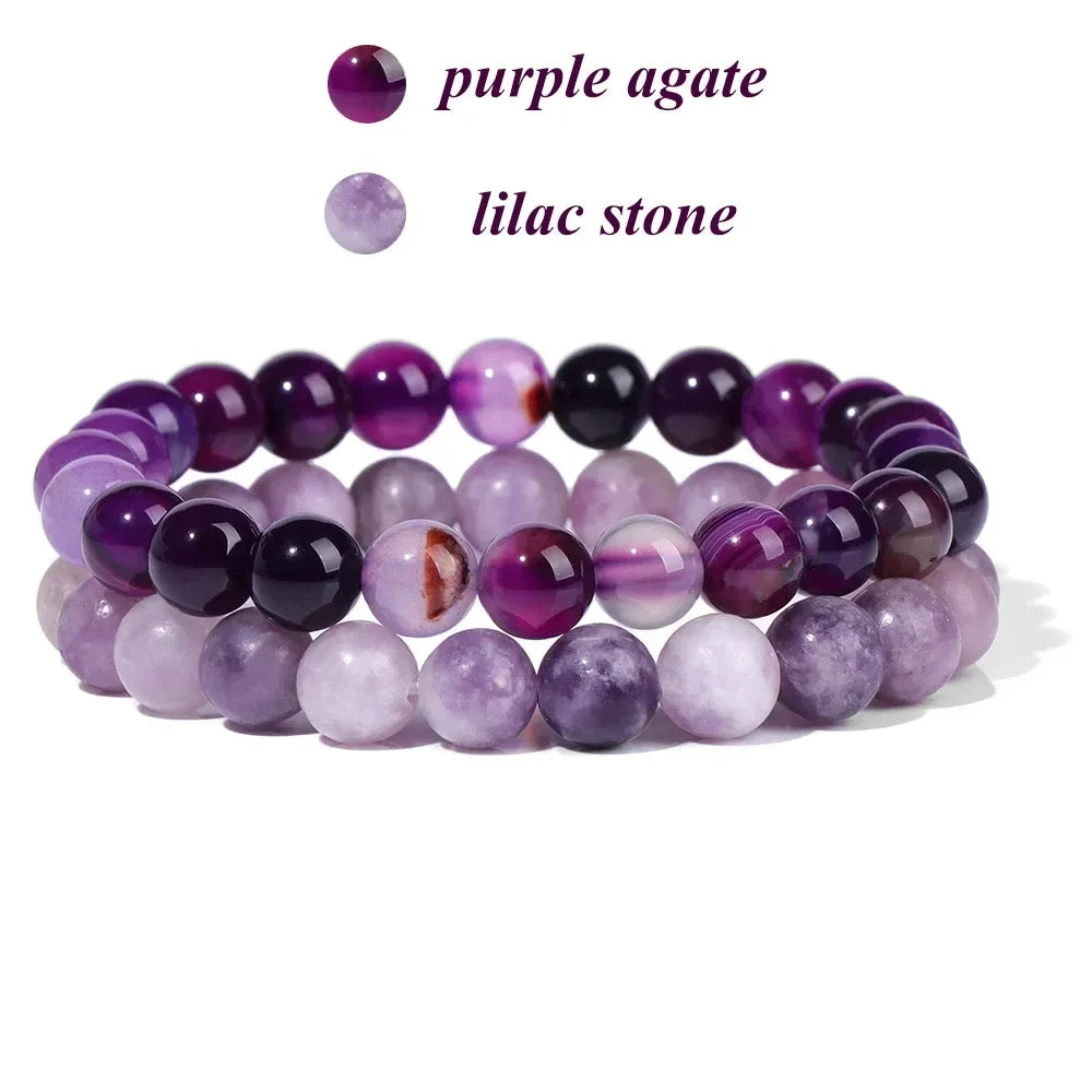 GolbalJew 2-Piece Natural Stone Bead Bracelet Set Unisex Fashion Gift