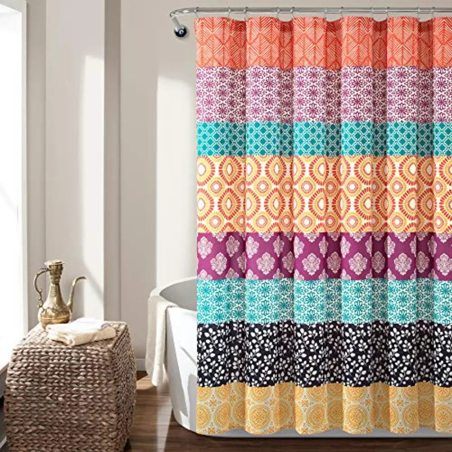 Bohemian Stripe Polyester Shower Curtain Boho Kitchen Bath Decor