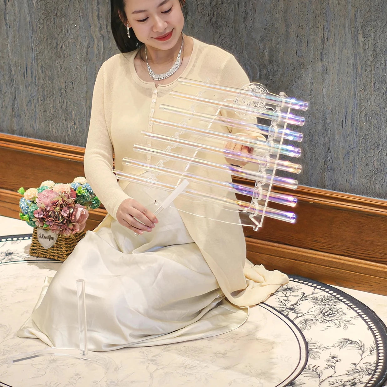 Aurora Toned 8 Tone Quartz Sound Harp For Meditation