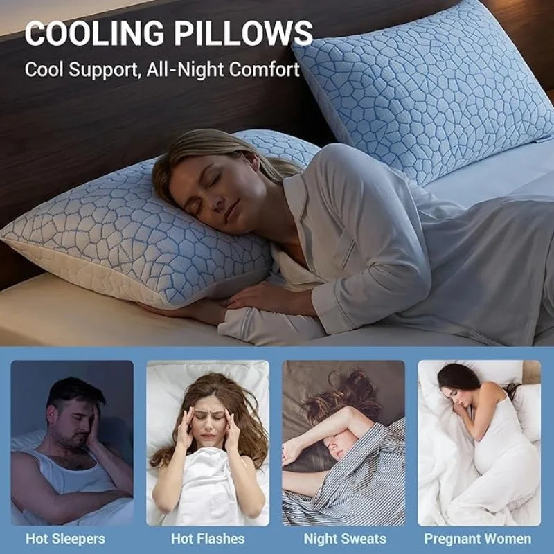 SheRest Cooling Memory Foam Pillow With Ice Silk Cover
