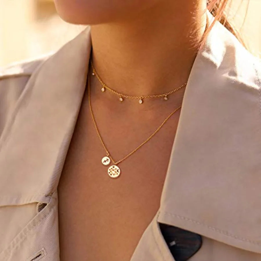 18K Gold Plated Astrology Zodiac Necklace With Constellation Pendant