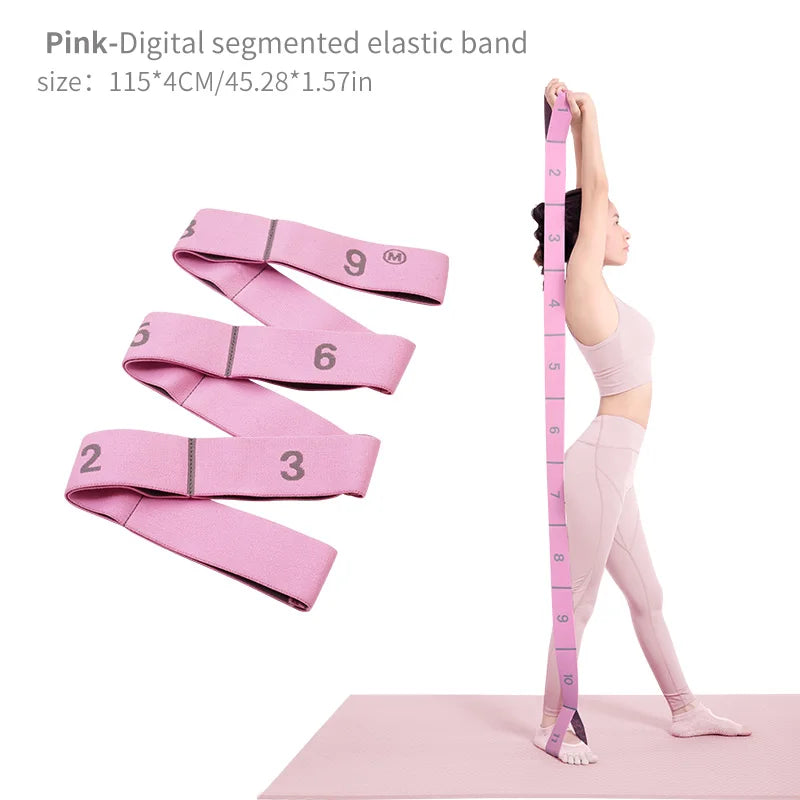 Elastic Yoga Stretching Strap With Loops For Flexibility And Dance