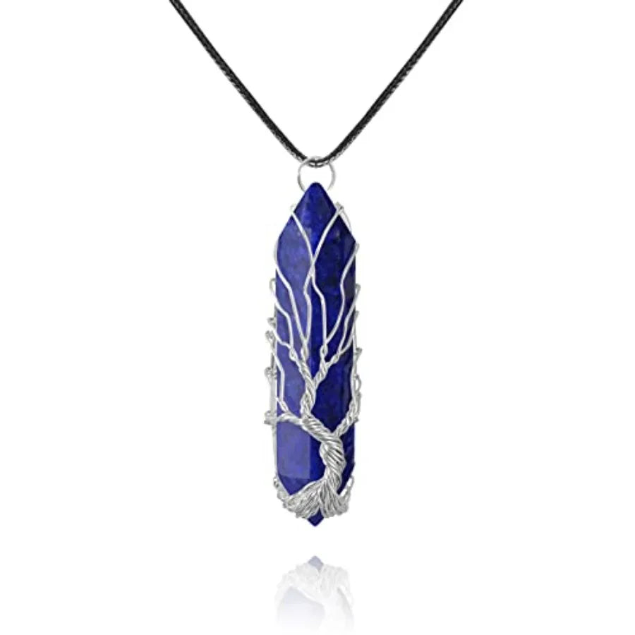 Tree Of Life Healing Crystal Necklace Wire Wrapped Quartz Pendant