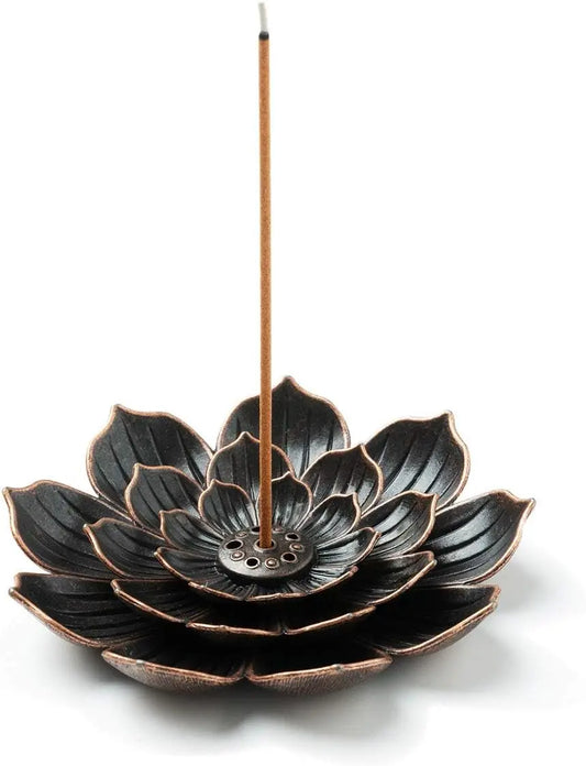 Brass Lotus Incense Holder With Detachable Ash Catcher 5 Holes