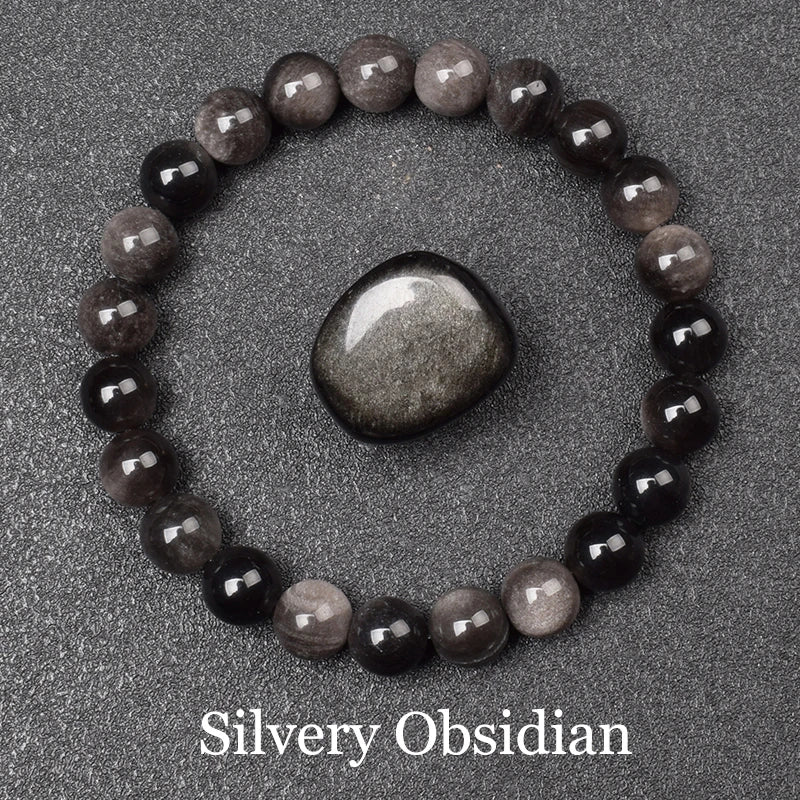 QLDDDstar Natural Golden Obsidian Stone Beaded Bracelet For Men And Women