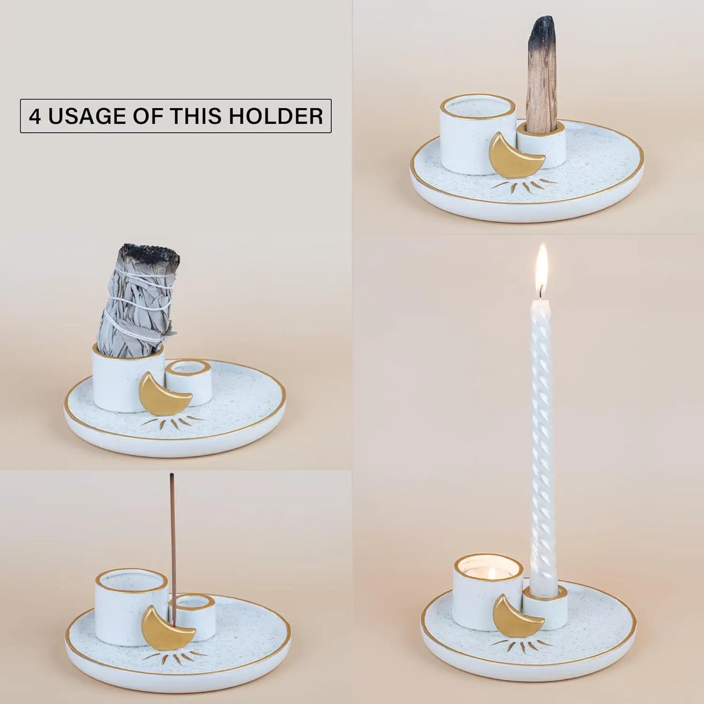 Ceramic Incense And Candle Holder Ash Catcher For Sage