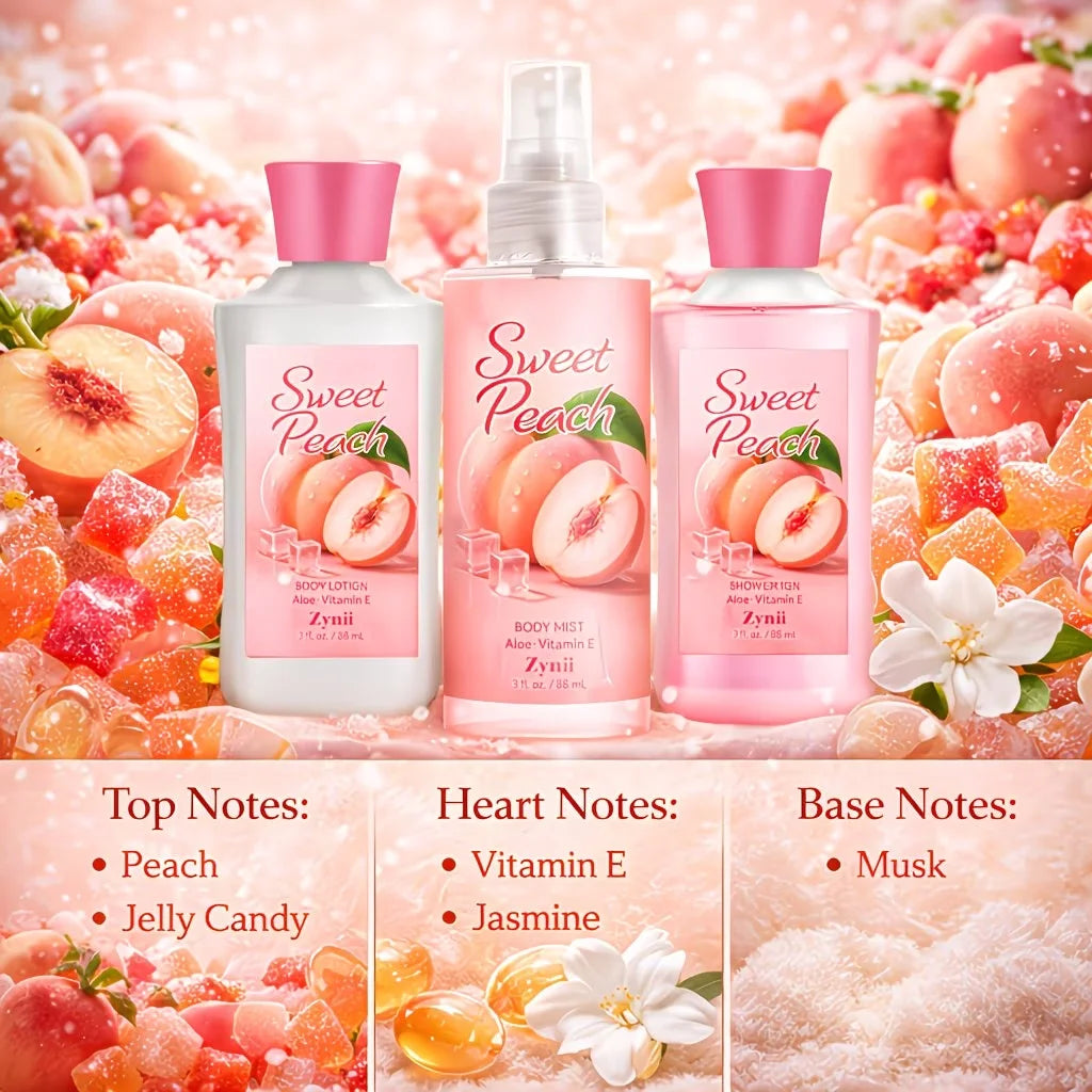 Strawberry Cake Peach Rose Bath Set With Shower Gel Lotion