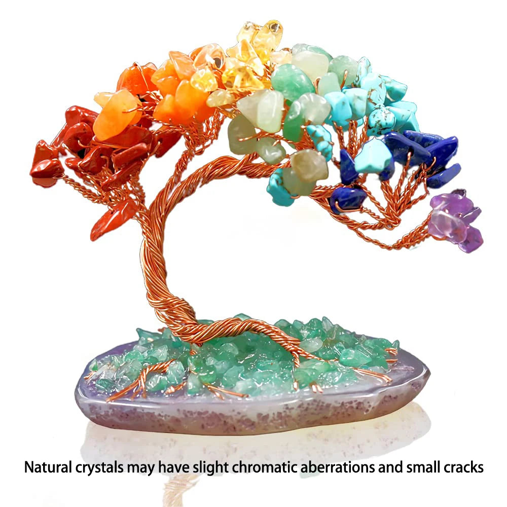 Natural Crystal Agate Fortune Tree Ornament With Copper Wire