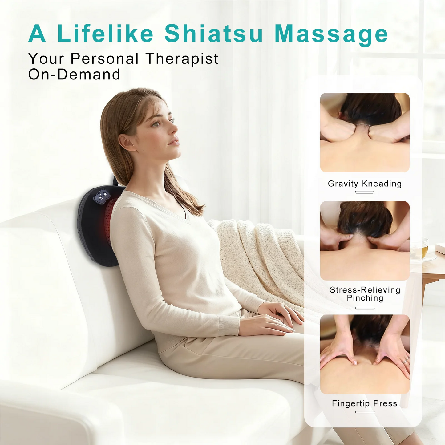 LEERCON 3D Shiatsu Neck and Back Massager Pillow With Heat
