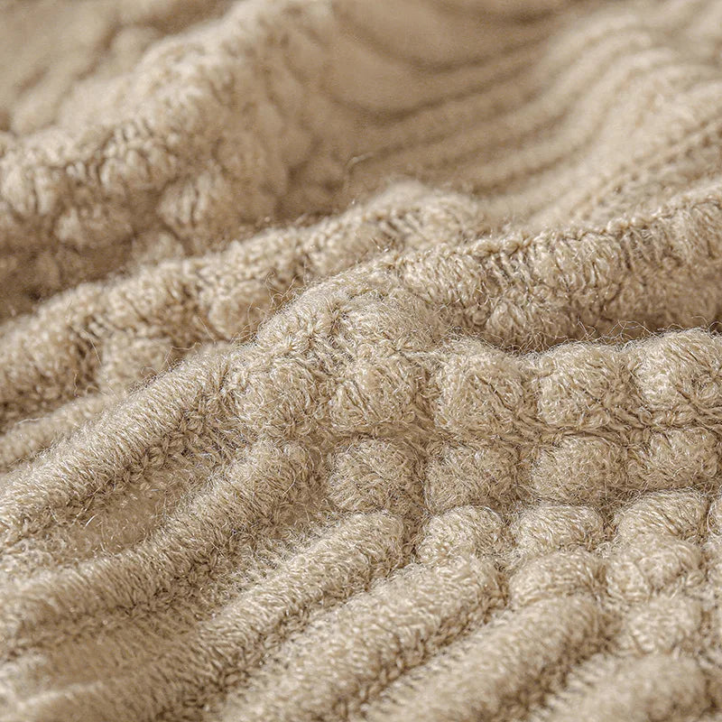 Knit Throw Blanket With Tassels All Acrylic Vintage Farmhouse
