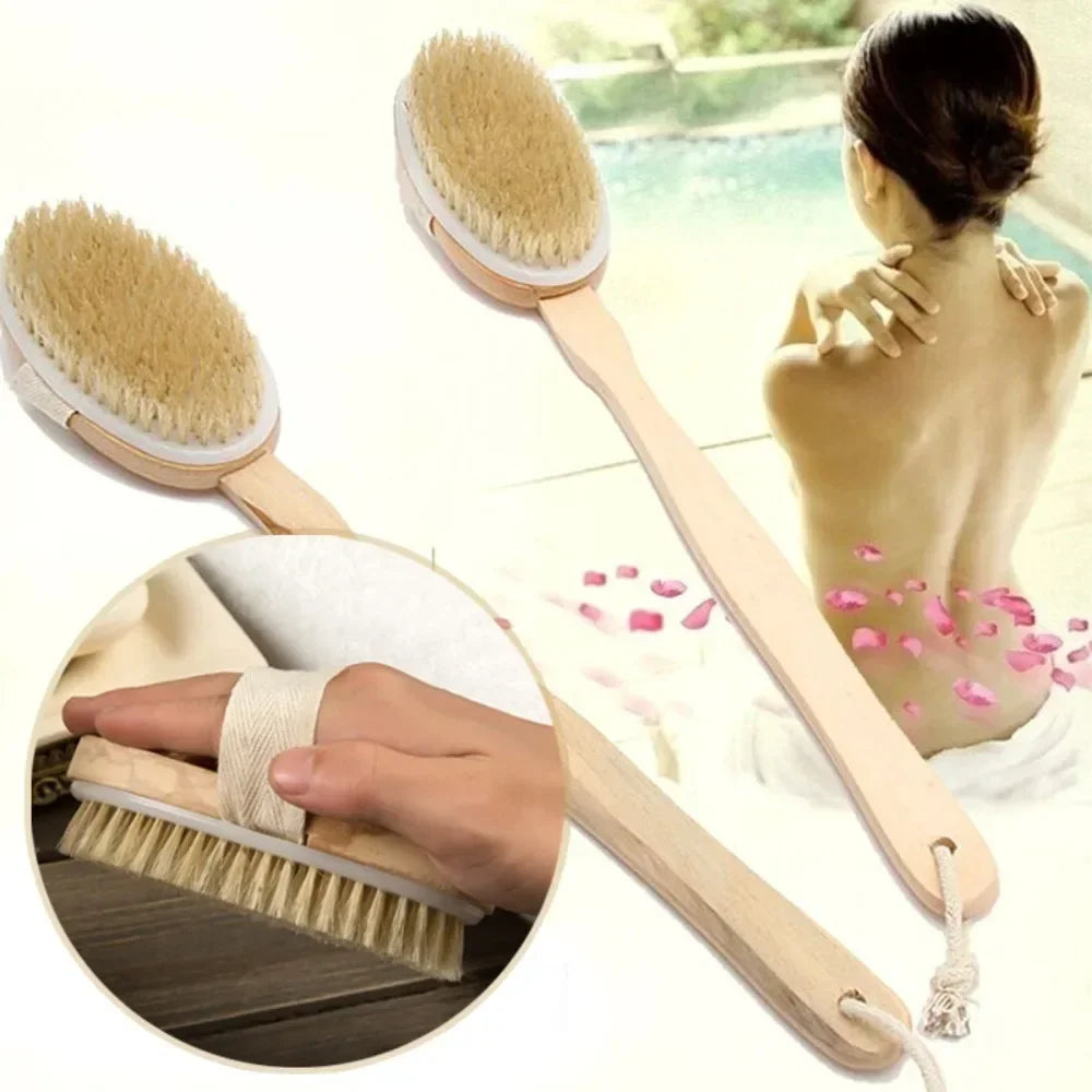 Wooden Detachable Long Handle Bath Brush For Back Scrub