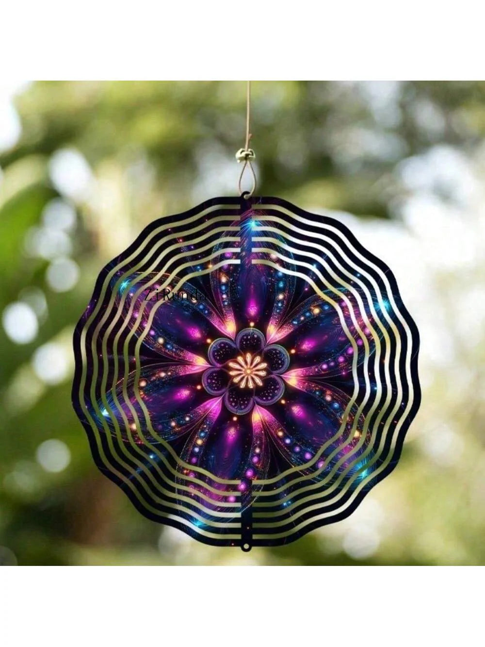 Mandala Solar Wind Spinner With LED Lights For Outdoor Garden