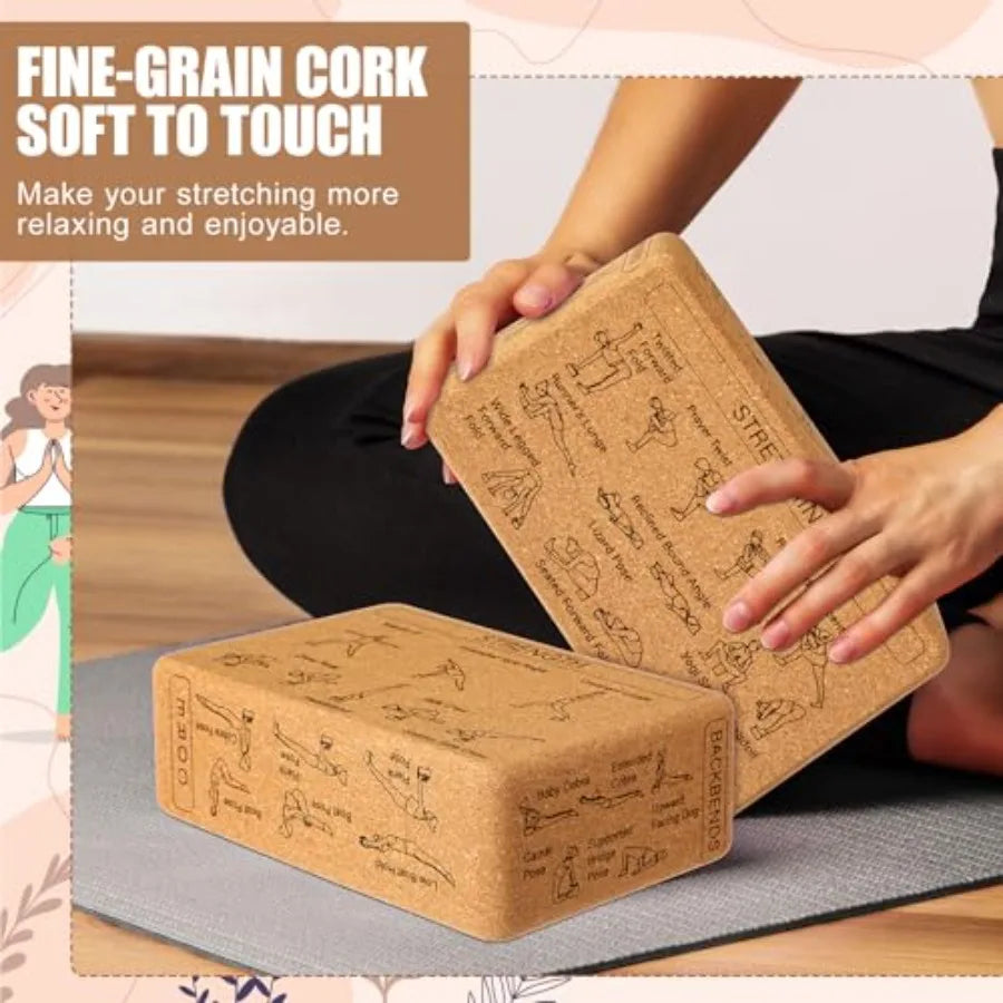 Cork Yoga Blocks 2 Pack for Poses Beginner to Expert