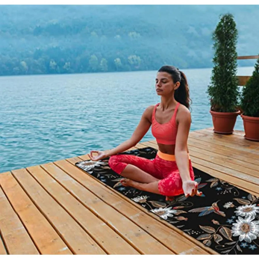 Printed Travel Yoga Mat With Carrying Bag Non Slip