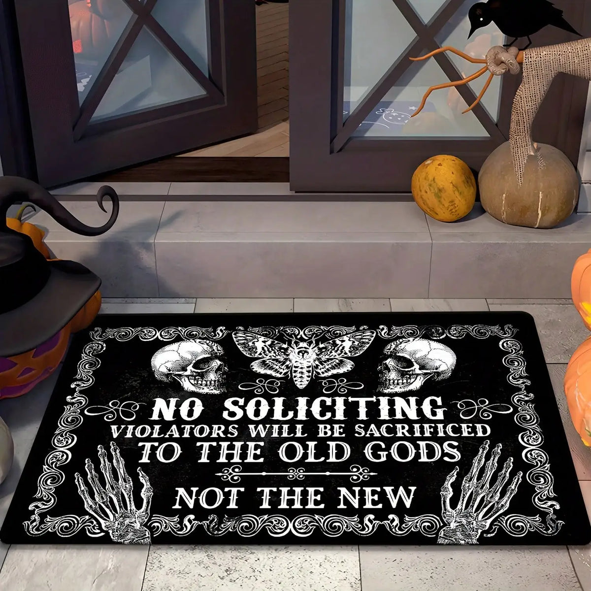 Ultra Soft Flannel Non Slip Halloween No Soliciting Door Mat