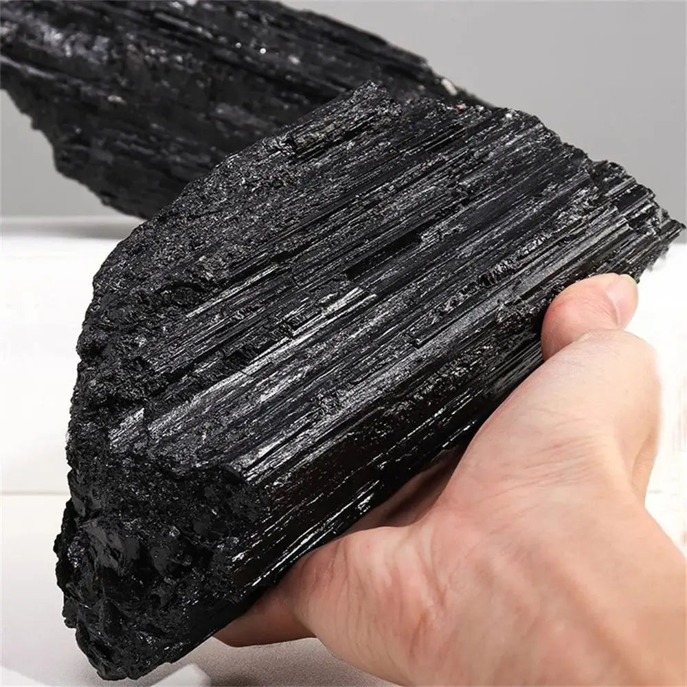 Natural Black Tourmaline Rough Crystal Column Mainland China Origin