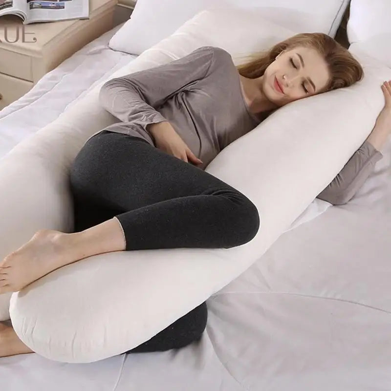 U-Shaped Full Body Pillow With Removable Cover For Side Sleepers