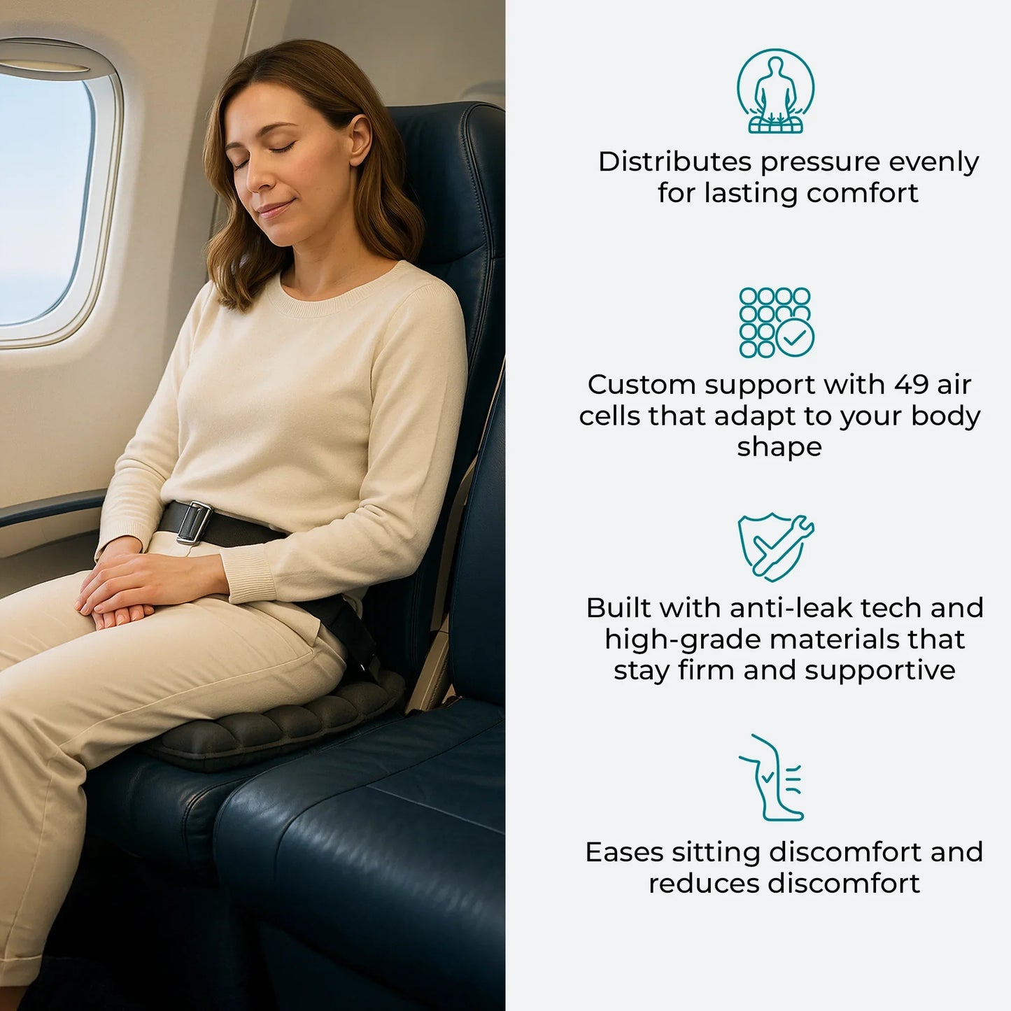 Breathable Air Seat Cushion With Neck Pillow And Storage Bag