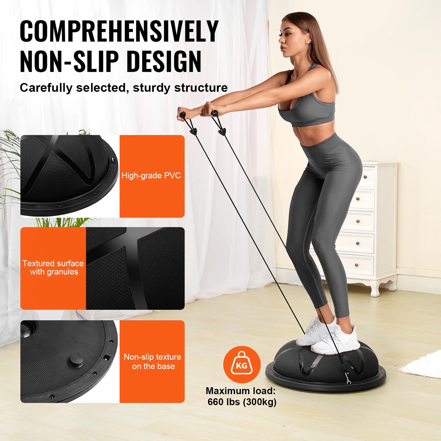 Half Exercise Ball Trainer 660 Lbs Capacity Home Gym