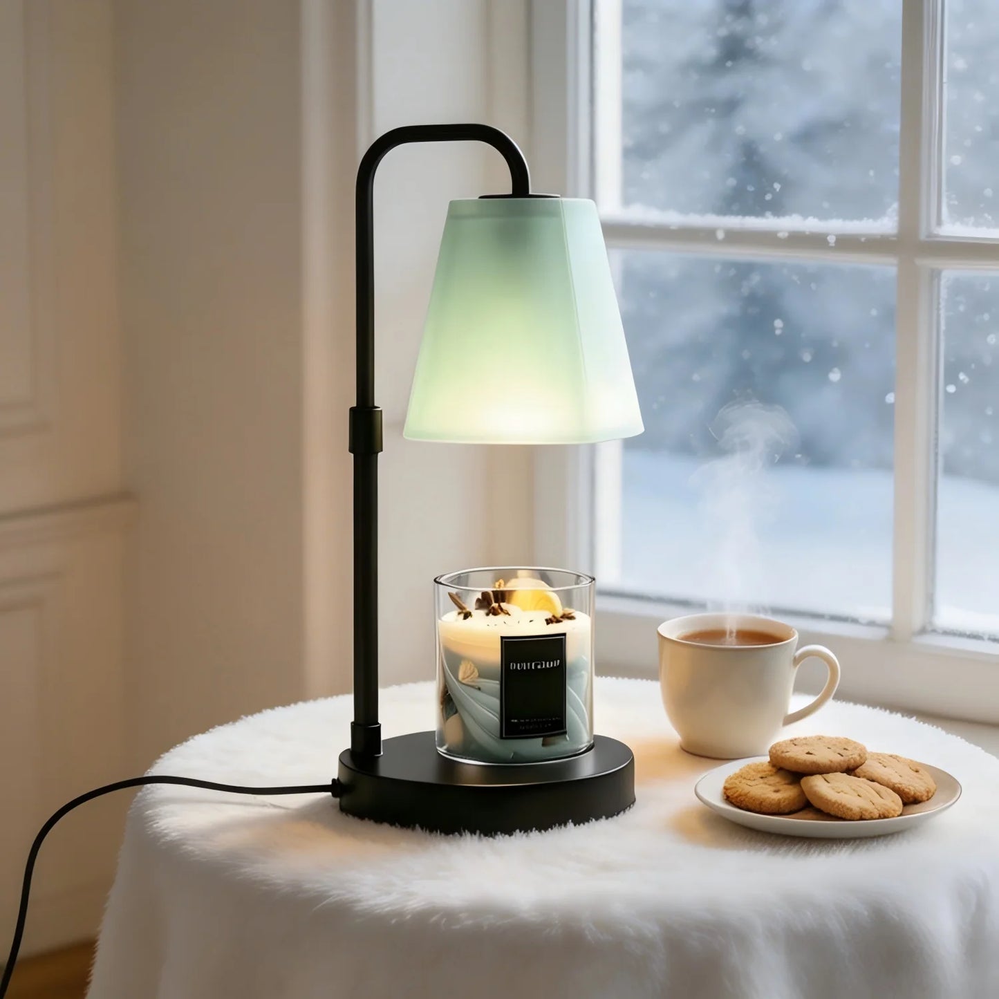 Glass Shade Candle Warmer With 4 Key Timer US Plug