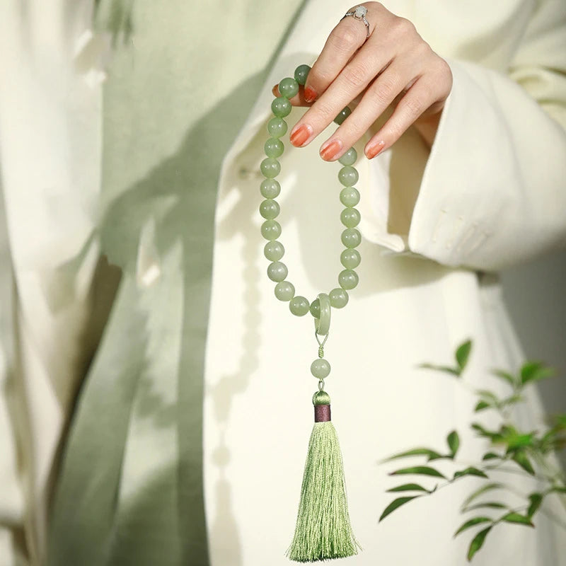 Tibetan Buddhist Jade Stone Mala Bracelet And Necklace Set