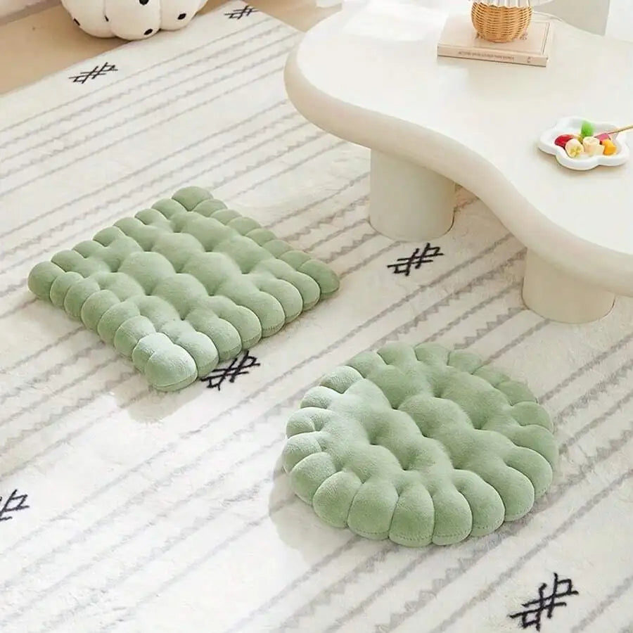 Biscuit Shaped Meditation Cushion Breathable Cotton Floor Pillow