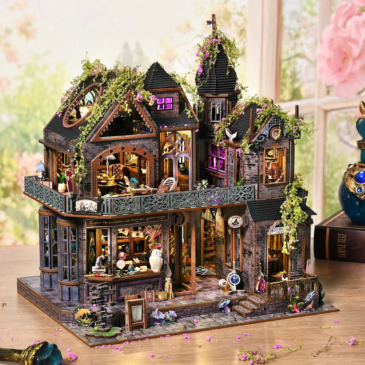 Aslowsnail 3D DIY Wooden Book Nook Kit Magical Dollhouse Model