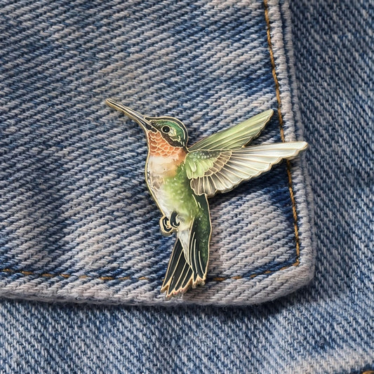Modern Hummingbird Enamel Brooch With Zinc Alloy Lapel Pin