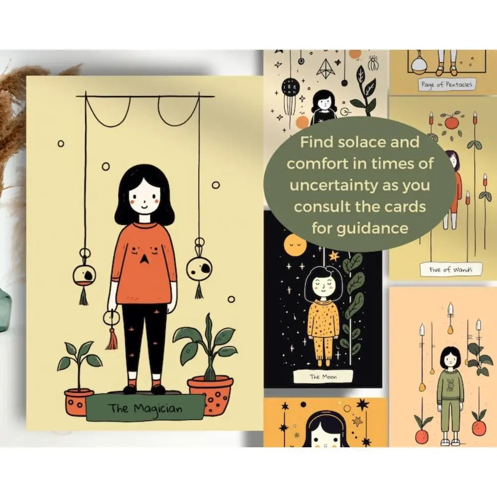 Quirky Boho Style Modern Witch Tarot Deck With Digital Guidebook